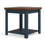 Bridgevine Home Nantucket 24 inch Side Table, No Assembly Required, Blue Denim and Whiskey Finish