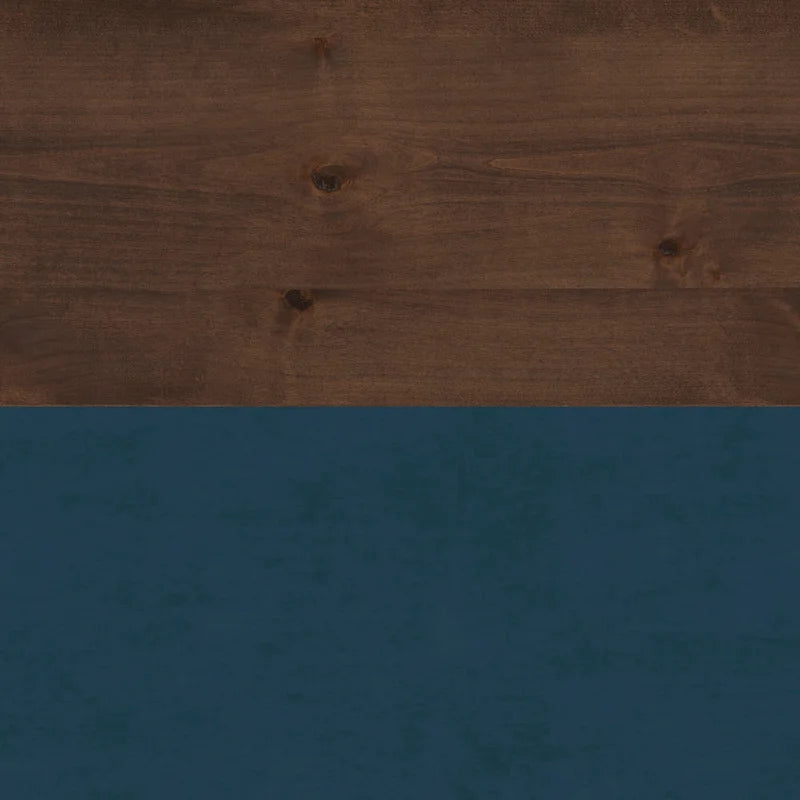 Bridgevine Home Nantucket 24 inch Side Table, No Assembly Required, Blue Denim and Whiskey Finish