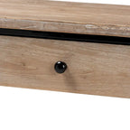 Silas Modern Industrial Natural Brown Finished Wood and Black Metal 2-Drawer Console Table