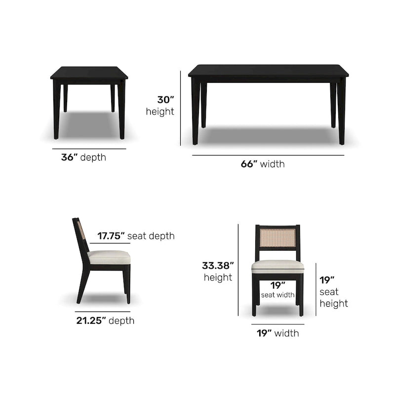 Brentwood Black Wood Rectangle Dining Set by Homestyles - 66 x 30 x 36