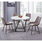 Steve Silver Ranger White Marble Top Round Dining Table