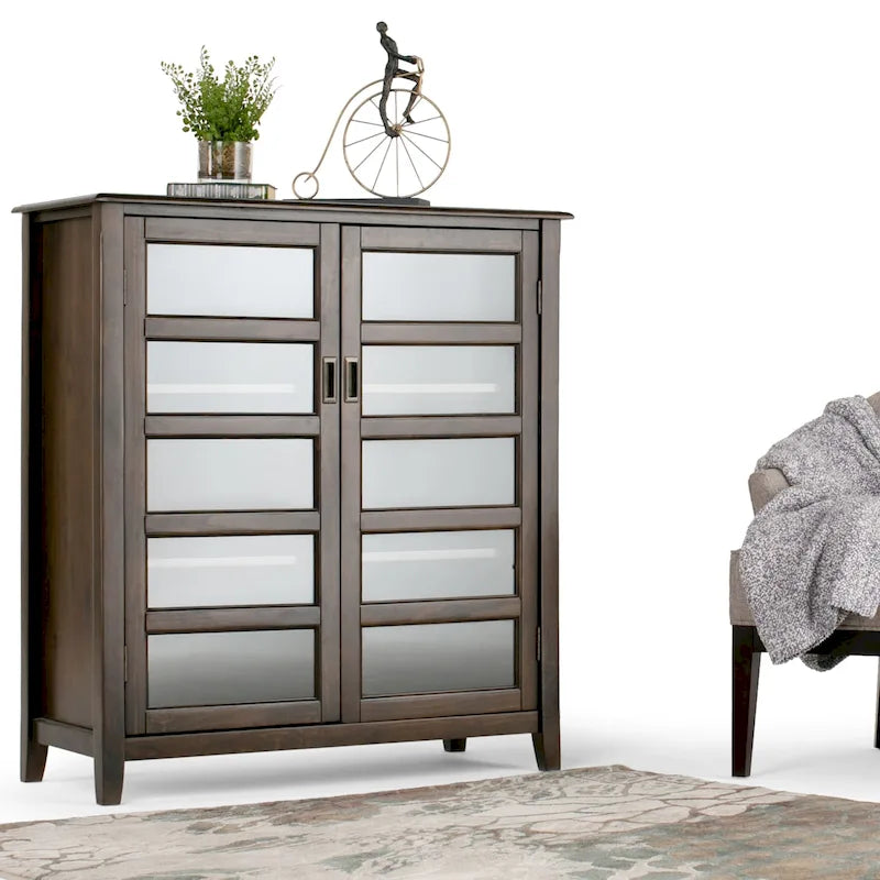 WYNDENHALL Portland SOLID WOOD 40 inch Wide Transitional Medium Storage Cabinet in Mahogany Brown - 40w x 16.9d x 44h