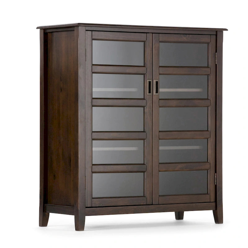 WYNDENHALL Portland SOLID WOOD 40 inch Wide Transitional Medium Storage Cabinet in Mahogany Brown - 40w x 16.9d x 44h