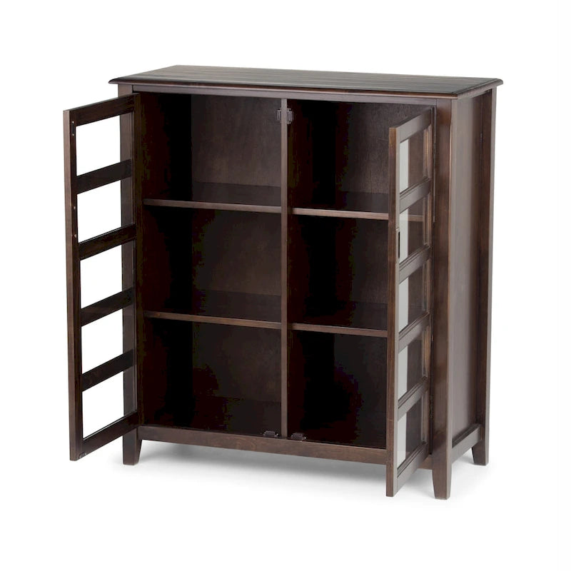 WYNDENHALL Portland SOLID WOOD 40 inch Wide Transitional Medium Storage Cabinet in Mahogany Brown - 40w x 16.9d x 44h