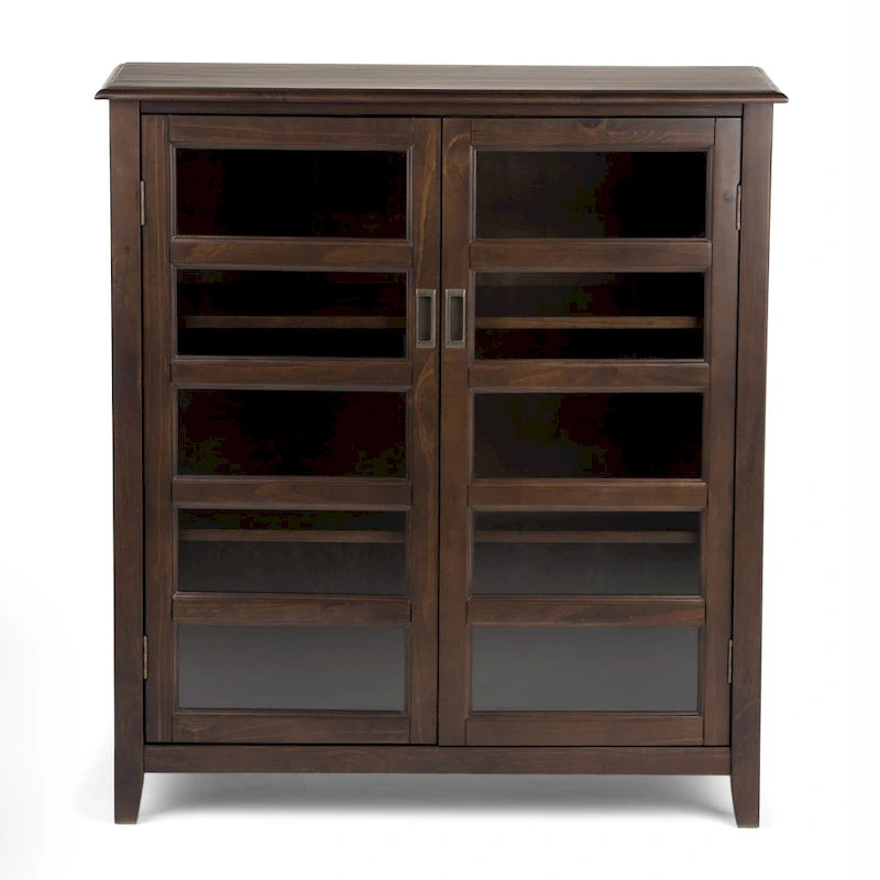 WYNDENHALL Portland SOLID WOOD 40 inch Wide Transitional Medium Storage Cabinet in Mahogany Brown - 40w x 16.9d x 44h