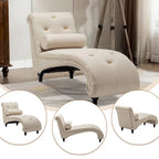 Chaise Lounge Chair Indoor Recliner Leisure Living Room Chair Rest Sofa Couch Armless with Lumber Pillow for Bedroom