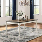 Roundhill Furniture Belleza French Country 7-Piece Dining Set in Antique White and Weathered Oak Finish