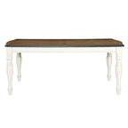 Roundhill Furniture Belleza French Country 7-Piece Dining Set in Antique White and Weathered Oak Finish