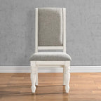 Roundhill Furniture Belleza French Country 7-Piece Dining Set in Antique White and Weathered Oak Finish