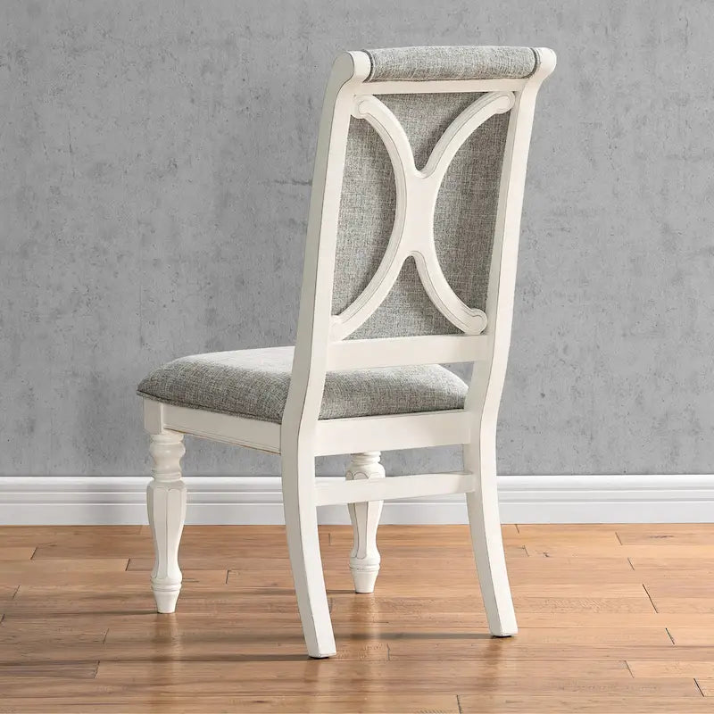 Roundhill Furniture Belleza French Country 7-Piece Dining Set in Antique White and Weathered Oak Finish