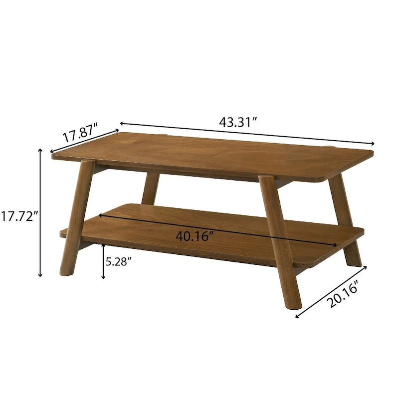 Roundhill Furniture Metz Mid-Century Wood Shelf 3-Piece Coffee Table Set