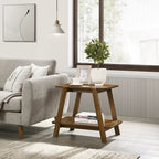 Roundhill Furniture Metz Mid-Century Wood Shelf 3-Piece Coffee Table Set