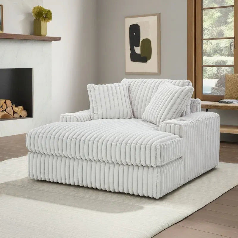Roundhill Furniture Azulu Oversized Chaise, with Cup holders and USB Charging