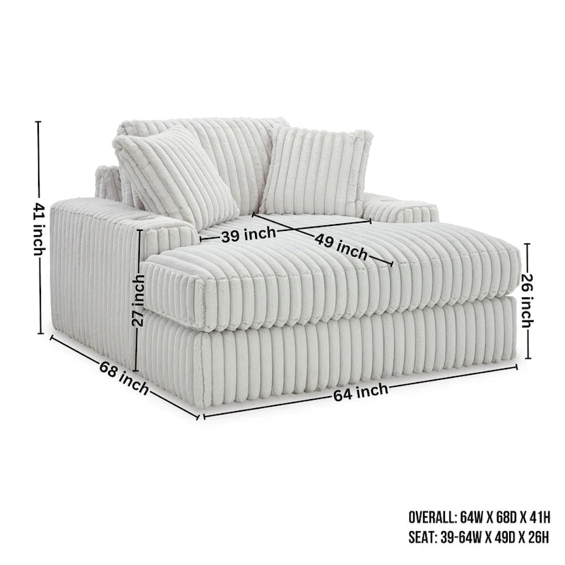 Roundhill Furniture Azulu Oversized Chaise, with Cup holders and USB Charging