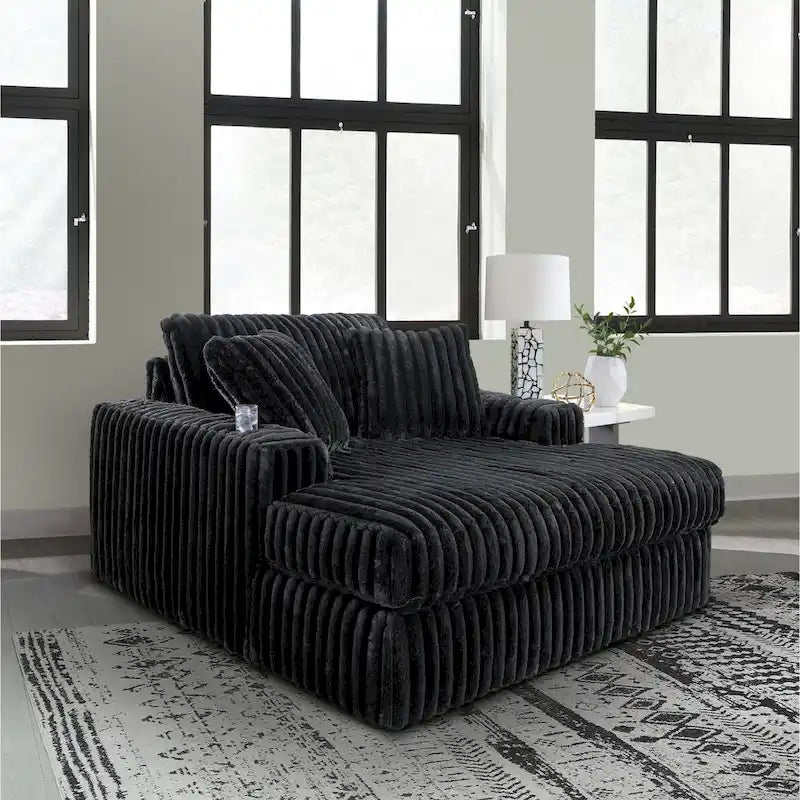 Roundhill Furniture Azulu Oversized Chaise, with Cup holders and USB Charging