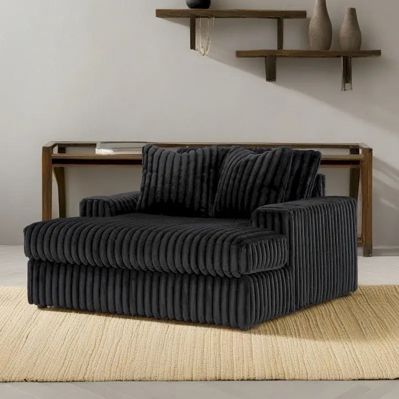 Roundhill Furniture Azulu Oversized Chaise, with Cup holders and USB Charging