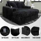 Roundhill Furniture Azulu Oversized Chaise, with Cup holders and USB Charging