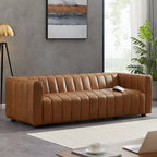 Clarence Mid Century Full Grain Leather Designer Couch in Tan Color