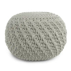 WYNDENHALL Cora Round Knitted Pouf in Light Grey Recycled PET Polyester
