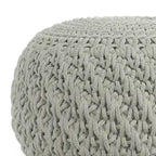 WYNDENHALL Cora Round Knitted Pouf in Light Grey Recycled PET Polyester