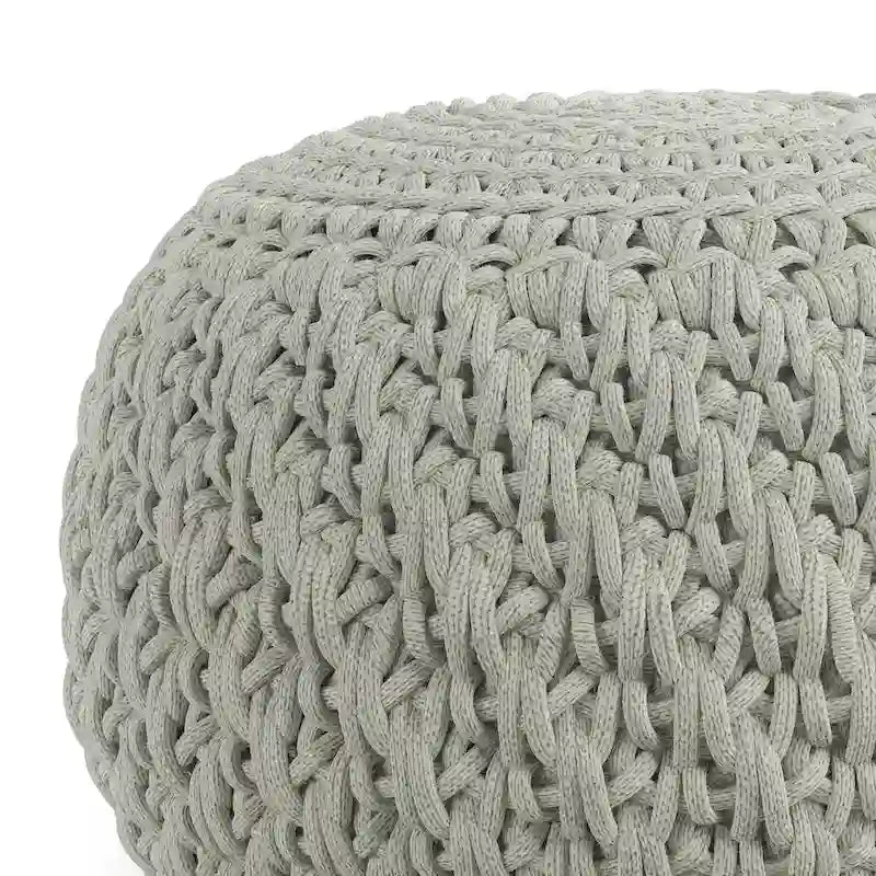WYNDENHALL Cora Round Knitted Pouf in Light Grey Recycled PET Polyester