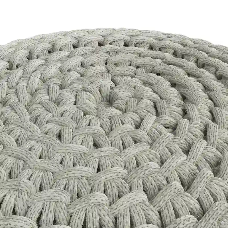 WYNDENHALL Cora Round Knitted Pouf in Light Grey Recycled PET Polyester