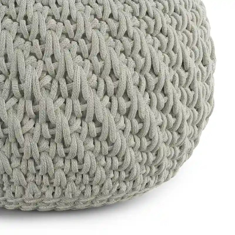 WYNDENHALL Cora Round Knitted Pouf in Light Grey Recycled PET Polyester