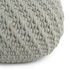 WYNDENHALL Cora Round Knitted Pouf in Light Grey Recycled PET Polyester
