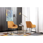 Home Beyond Synthetic Leather Dining Chairs Set of 2, Yellow Tan