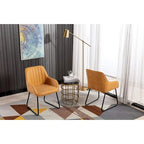 Home Beyond Synthetic Leather Dining Chairs Set of 2, Yellow Tan