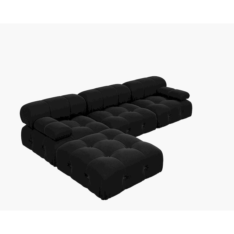 104 Convertible Modular Sectional Sofa, L-Shaped Minimalist Velvet Sofas Couches with Chaise Ottomans