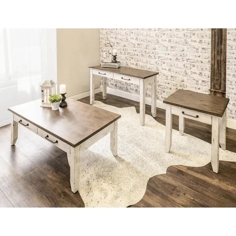 Steve Silver Two-Tone Ivory and Honey Coffee Table