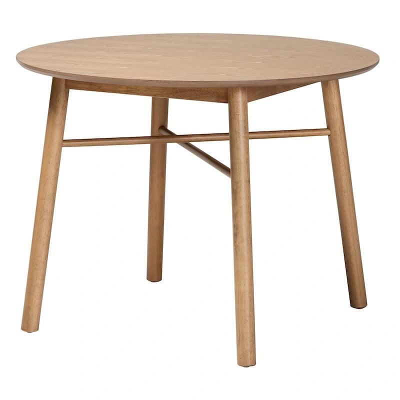 Denmark Mid-Century Modern French Oak Brown Finished Rubberwood Dining Table - N/A