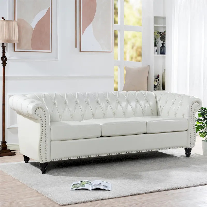 Divano a 3 Posti Chesterfield con Braccioli Arrotondati 84