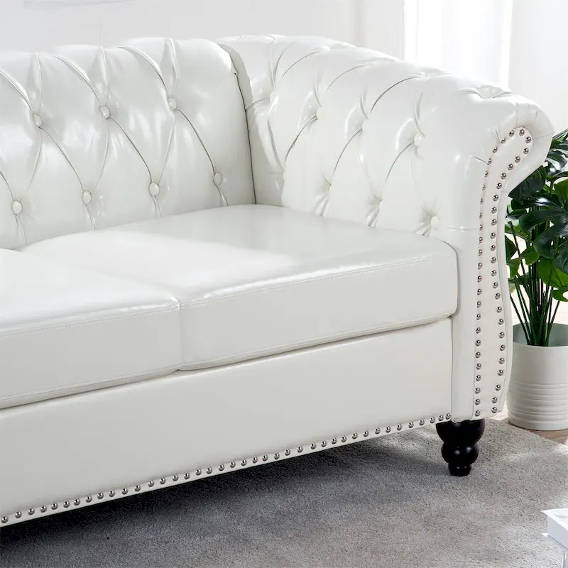 Divano a 3 Posti Chesterfield con Braccioli Arrotondati 84
