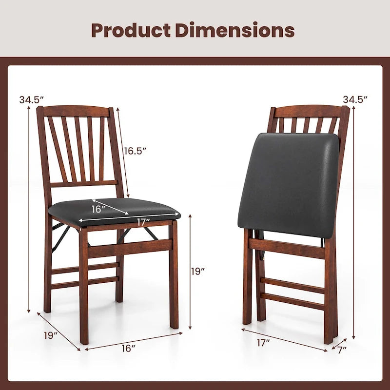2 Pack Folding Dining Chairs Foldable Chairs w/ High Backrest