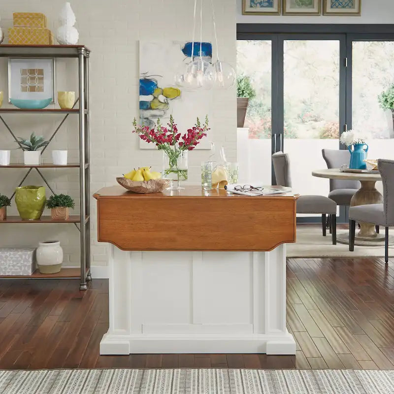 Copper Grove Cannington White Distressed Oak Kitchen Island