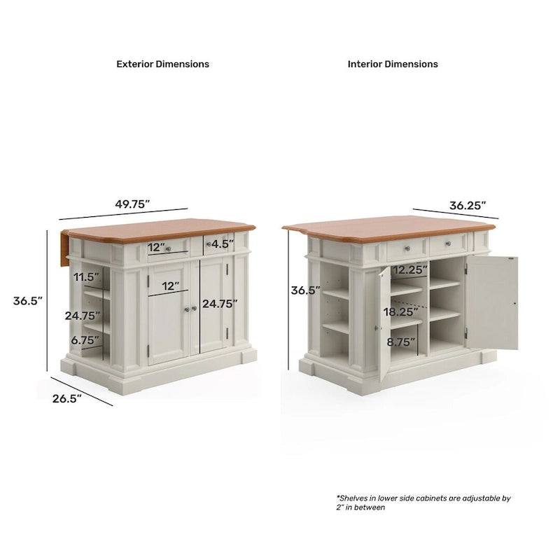Copper Grove Cannington White Distressed Oak Kitchen Island