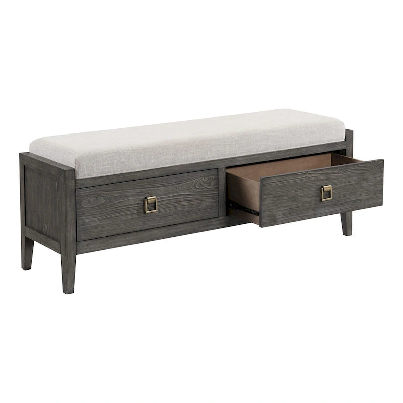 Portia 58 Wide Bedroom Storage Bench, Brushed Brindle