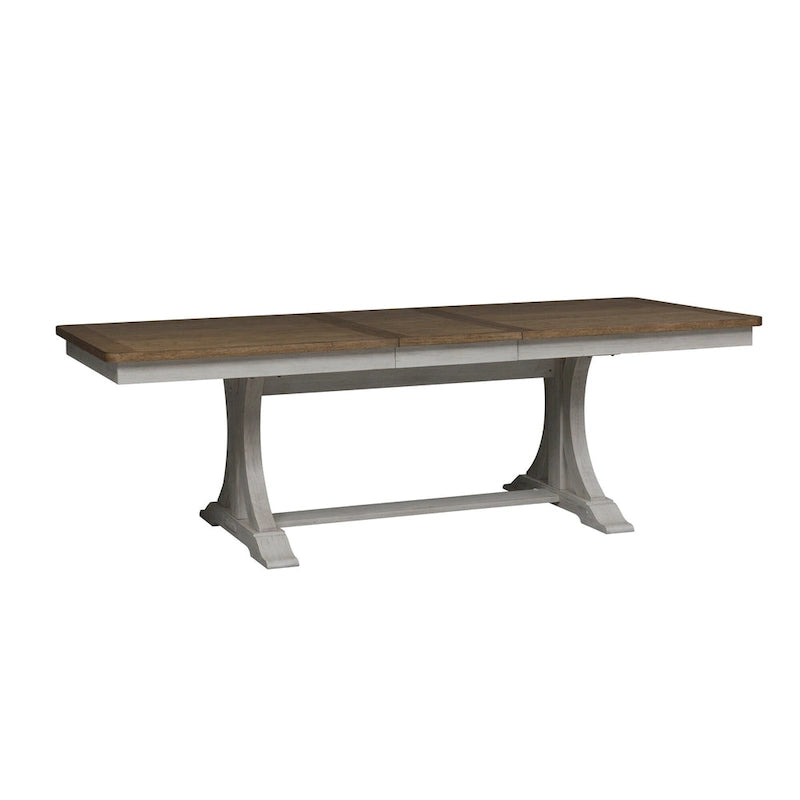 Farmhouse Reimagined Antique White Opt 6 Piece Trestle Table Set