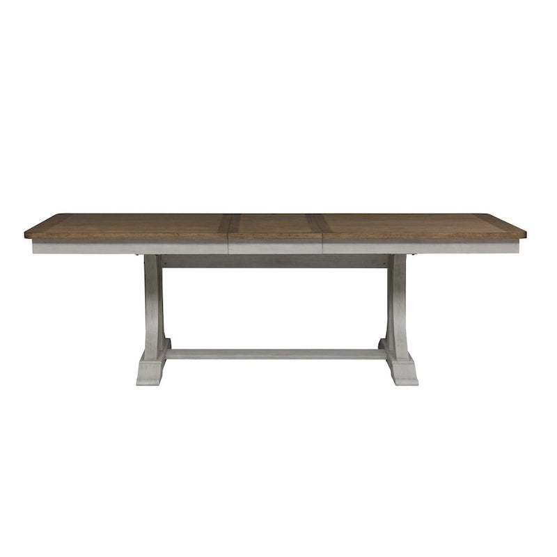 Farmhouse Reimagined Antique White Opt 6 Piece Trestle Table Set