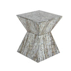 Mother of Pearl Shell Handmade Hourglass Shaped Accent Table - Gray or Beige - Roche River Decor