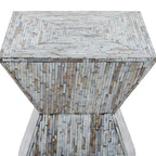 Mother of Pearl Shell Handmade Hourglass Shaped Accent Table - Gray or Beige - Roche River Decor