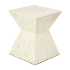 Mother of Pearl Shell Handmade Hourglass Shaped Accent Table - Gray or Beige - Roche River Decor