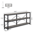 70.9 inch Narrow Console Table Sofa Tablewith 3-Tier Shelves