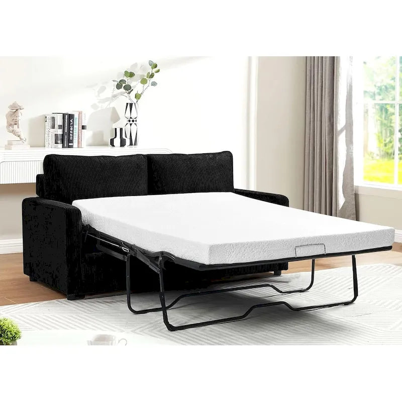 Manchester Corduroy 70 inch Square Arms Sleeper Sofa with Mattress