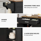 Moasis Rolling Kitchen Island Cart Storage Cabinet on Wheels