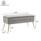 Velvet Storage Ottoman Bench with Metal Legs