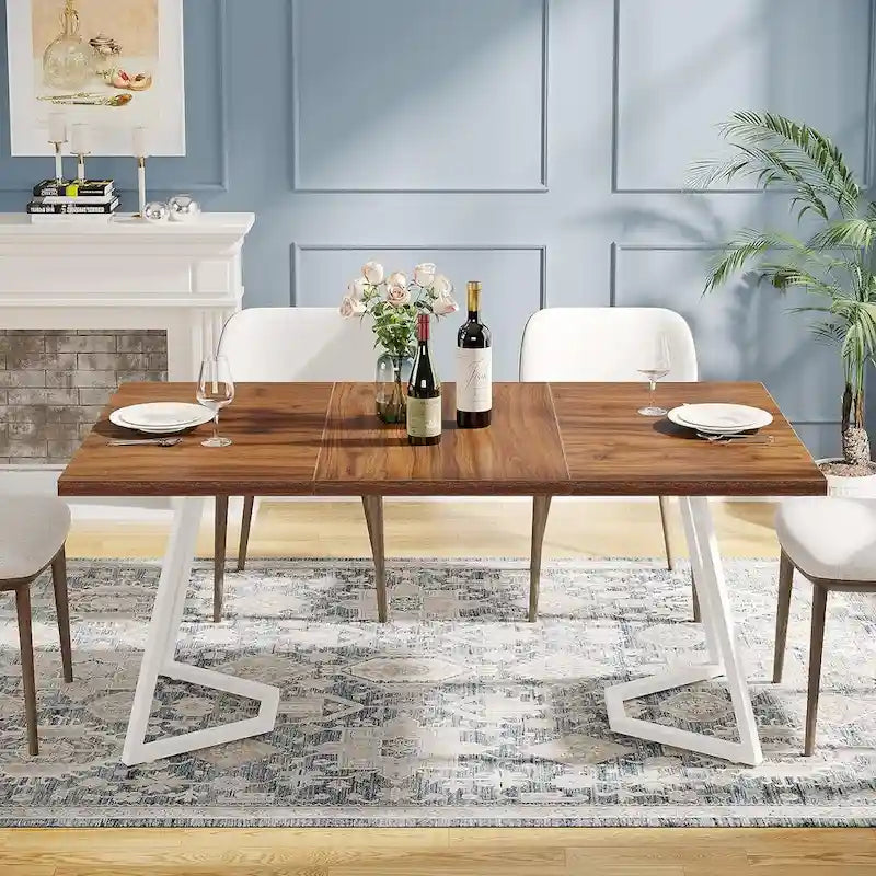 Modern 55 Inches Dining Table, Rectangular Dinner Table for 6
