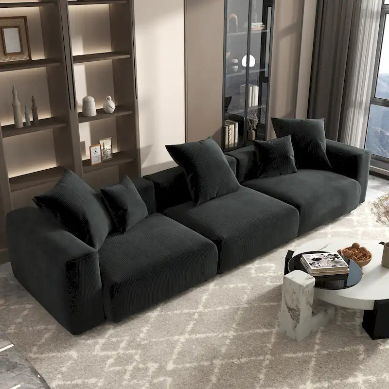 142 Contemporary Corduroy Sectional Sofa Classic Deep Couch